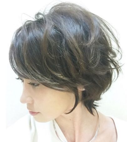 40代50代大きい顔に似合う髪型 ショート パーマ ボブのかっこいいヘアスタイル Hair Recipe