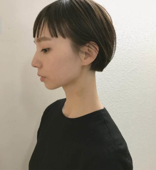 短い前髪40代大人っぽいおしゃれショートオン眉ミディアム・ロング Hair Recipe