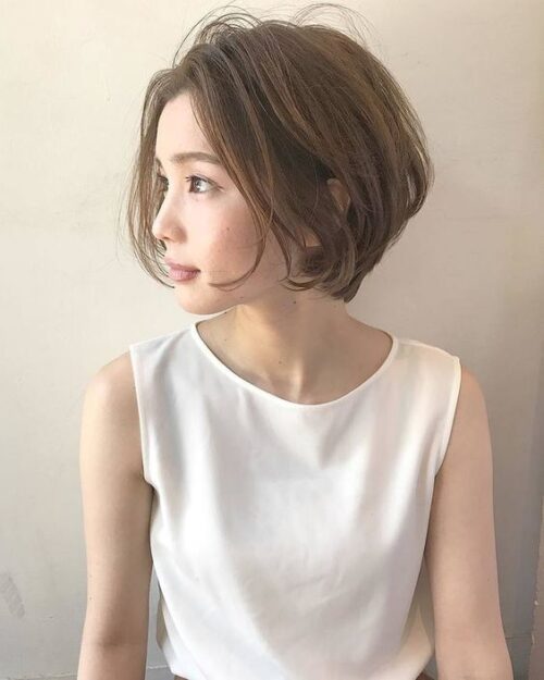 ひし形ボブ前髪あり50代ヘアスタイルひし形ミディアム面長丸顔ショートも Hair Recipe